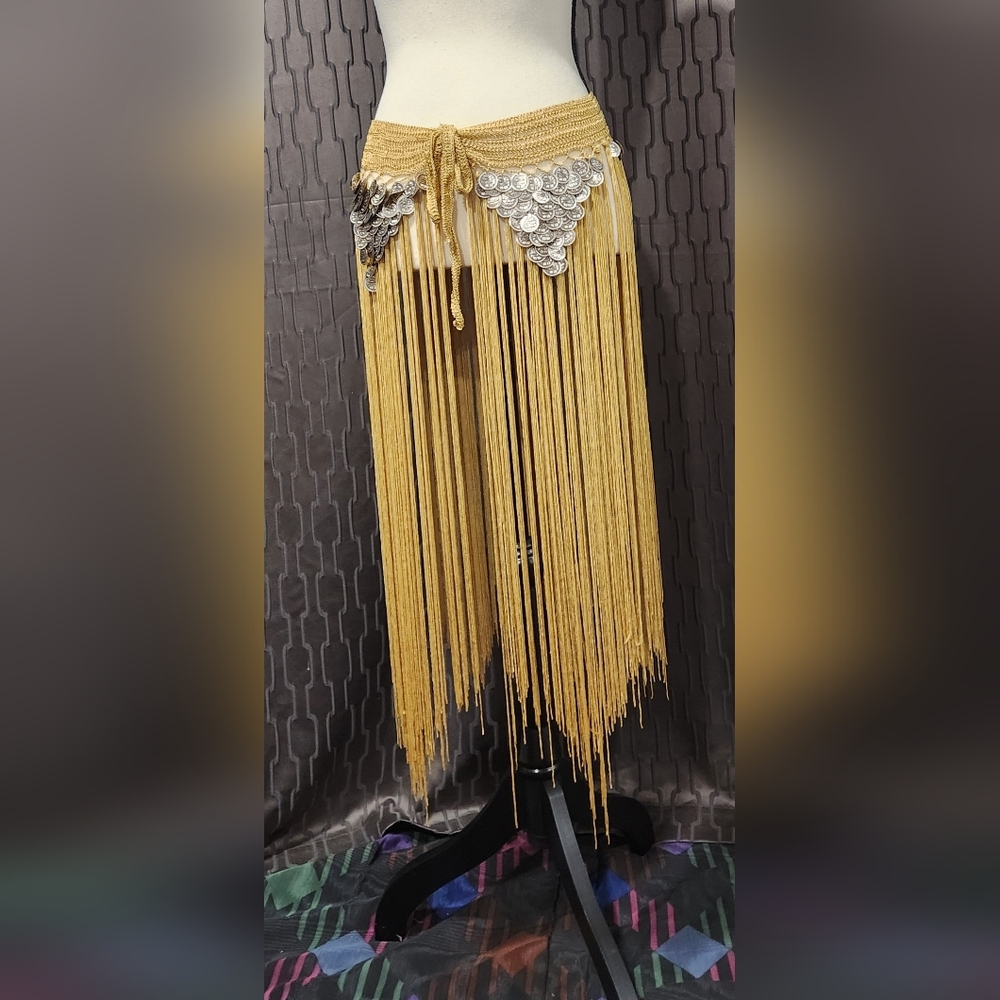 Gold Fringe Belly Dance Hip Scarf